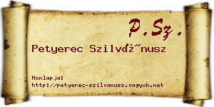 Petyerec Szilvánusz névjegykártya